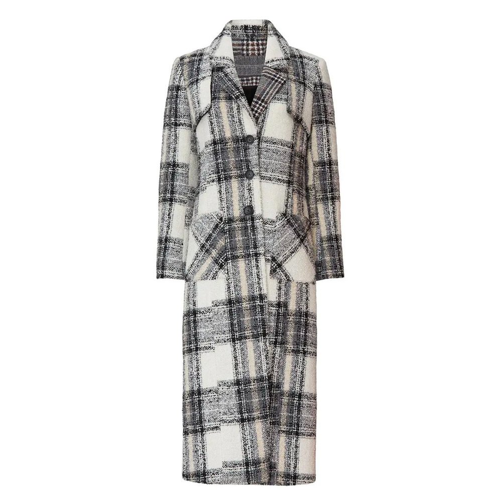 NVLT Grey Plaid Coat- Wool Coat Size Medium- Originally $195